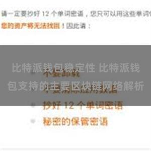 比特派钱包稳定性 比特派钱包支持的主要区块链网络解析